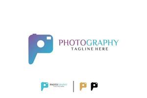 modello di progettazione del logo di fotografia di lettera p vettore