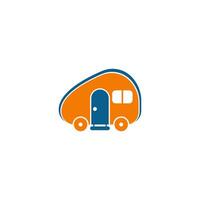 semplice caravan mobile icona logo design vector