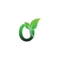 lettera o con l'illustrazione del modello di progettazione di logo dell'icona delle foglie verdi vettore