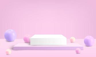 palla con podio quadrato su sfondo rosa per prodotto