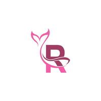 lettera r con modello di progettazione del logo dell'icona della coda della sirena vettore