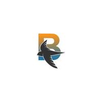 logo della lettera b con vettore di disegno dell'icona dell'uccello rapido