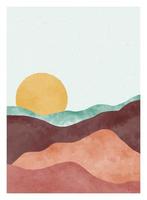 montagna astratta naturale sul set. stampa d'arte minimalista moderna di metà secolo. paesaggio di sfondi estetici contemporanei astratti. illustrazioni vettoriali