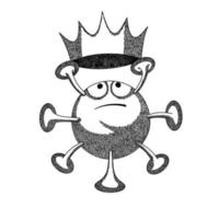 illustrazione vettoriale del personaggio del virus con viso carino, mani semplici e arte della linea delle gambe su sfondo isolato. stile doodle cartone animato piatto.