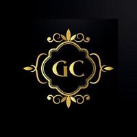 gc luxury logo design template vector, luxury letter logo, golden letter logo, gold alfabeto logo vector