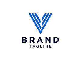 lettera iniziale astratta v logo. stile origami di forma geometrica blu isolato su priorità bassa bianca. utilizzabile per loghi aziendali e di branding. elemento del modello di progettazione logo vettoriale piatto.
