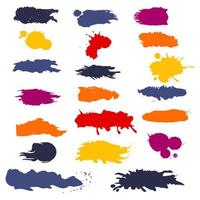 set di diverse pennellate di vernice colorata su sfondo bianco - vettore