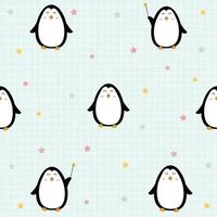 Seamless pattern pinguino sfondo con motivo quadrato simpatico cartone animato animale concetto di design utilizzato per la stampa, sfondo, confezioni regalo, abbigliamento per bambini, tessile, illustrazione vettoriale