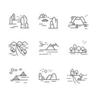 set di icone del paesaggio della natura. illustrazione isolato su sfondo bianco per grafica e web design vettore