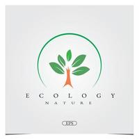 foglia ecologia natura logo premium elegante modello vettoriale eps 10