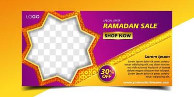 modello di banner orizzontale di vendita ramadan vettore