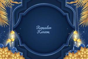 ramadan kareem sfondo islamico blu e oro lusso vettore