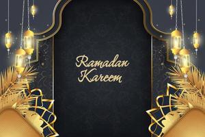 ramadan kareem sfondo islamico grigio e oro lusso con elemento vettore