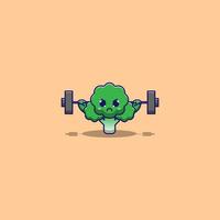 broccoli carini che fanno allenamento con i pesi vettore