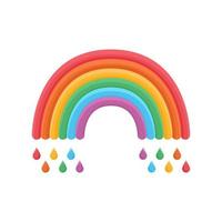 icona arcobaleno con pioggia. simbolo relativo a lgbtq nei colori dell'arcobaleno. gay Pride. mese dell'orgoglio della comunità arcobaleno. amore, libertà, sostegno, simbolo di pace. disegno vettoriale piatto isolato su sfondo bianco