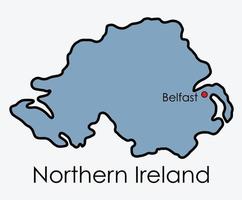 mappa dell'irlanda del nord disegno a mano libera su sfondo bianco. vettore