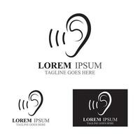 illustrazione del modello di disegno vettoriale del logo dell'icona dell'orecchio del senso dell'udito
