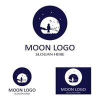logo della luna piena e della mezza luna, utilizzando il design concettuale dell'icona del vettore del logo e l'illustrazione del simbolo