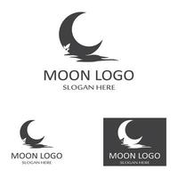 logo della luna piena e della mezza luna, utilizzando il design concettuale dell'icona del vettore del logo e l'illustrazione del simbolo