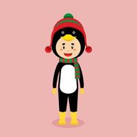 personaggio dei cartoni animati che indossa un costume da pinguino vettore