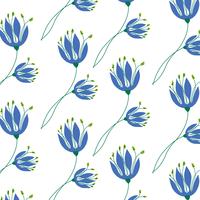 Modello di fiore blu semplice disegnato a mano vettore