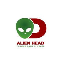 lettera d disegno del logo vettoriale testa aliena