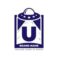 illustrazione della lettera u ufo per t-shirt e design del logo vettoriale iniziale