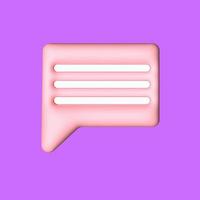 Bolla di chat 3d, conversazione, dialogo, finestra di dialogo di messaggistica, illustrazione vettoriale