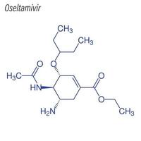 formula scheletrica vettoriale di oseltamivir. molecola chimica del farmaco.