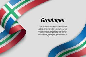 sventolando il nastro o lo striscione con la bandiera della provincia dei Paesi Bassi vettore