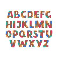 alfabeto astratto colorato abs con macchie multicolori isolati su sfondo bianco in stile piatto moderno. illustrazione vettoriale