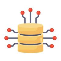 rack di database con nodi che mostrano l'icona della rete di database vettore