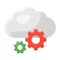 icona piatta alla moda della configurazione cloud vettore