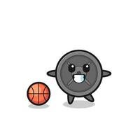 illustrazione del cartone animato piatto bilanciere sta giocando a basket vettore