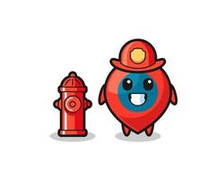 personaggio mascotte del simbolo della posizione come vigile del fuoco