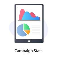 icona delle statistiche della campagna nel design modificabile di concetto piatto vettore