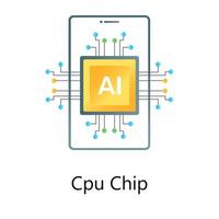 vettore di chip di intelligenza artificiale in stile gradiente piatto