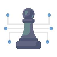 pedina degli scacchi con nodi, icona della strategia digitale vettore