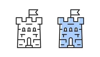 icona della torre del castello. simbolo di vettore di contorno semplice isolato su priorità bassa bianca.