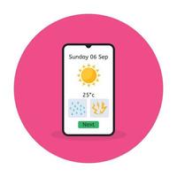 design piatto alla moda dell'icona dell'app meteo mobile vettore