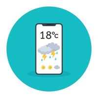 design piatto alla moda dell'icona dell'app meteo mobile vettore