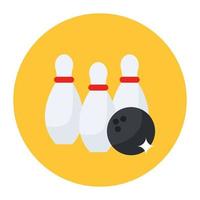 birilli con palla da bowling che denota l'icona del gioco di bowling vettore
