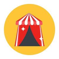 icona della tenda del circo in design piatto, vettore di carnevale