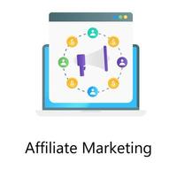 dollaro con link, marketing di affiliazione in vettore a gradiente piatto