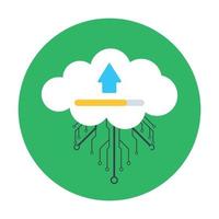 rete cloud, icona arrotondata piatta dell'hosting cloud vettore