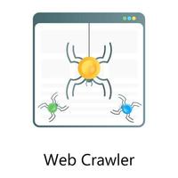 bug all'interno della pagina Web, icona del concetto di gradiente del crawler web vettore