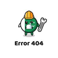 errore 404 con la simpatica mascotte della bandiera del Pakistan vettore