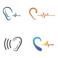 illustrazione del modello di disegno vettoriale del logo dell'icona del senso dell'udito o dell'orecchio