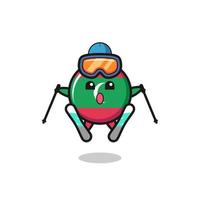 personaggio mascotte bandiera maldive come giocatore di sci vettore