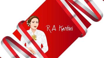 kartini day, ra kartini gli eroi delle donne e dei diritti umani in indonesia. sfondo modello banner design - vettore